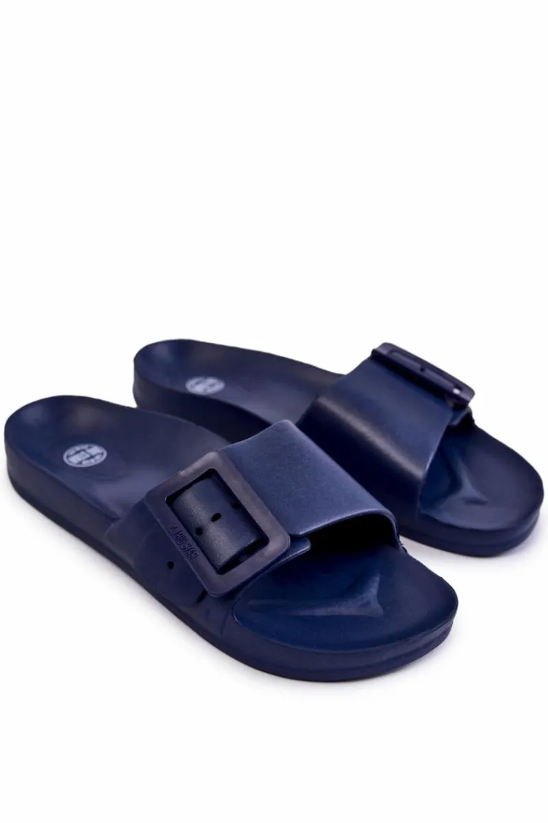 Klapki Sportowe|Klapki Damskie Big Star>Big Star Shoes Klapki Damskie Z Klamrą Big Star FF274A388 Granatowe