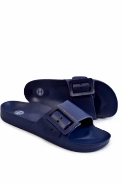 Klapki Sportowe|Klapki Damskie Big Star>Big Star Shoes Klapki Damskie Z Klamrą Big Star FF274A388 Granatowe