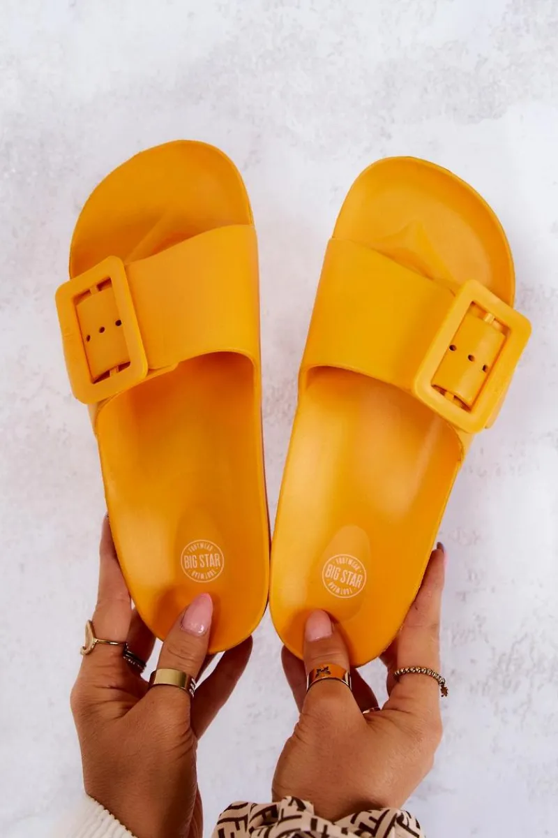 Klapki Sportowe|Klapki Damskie Big Star>Big Star Shoes Klapki Damskie Z Klamrą Big Star FF274A393 Pomarańczowe