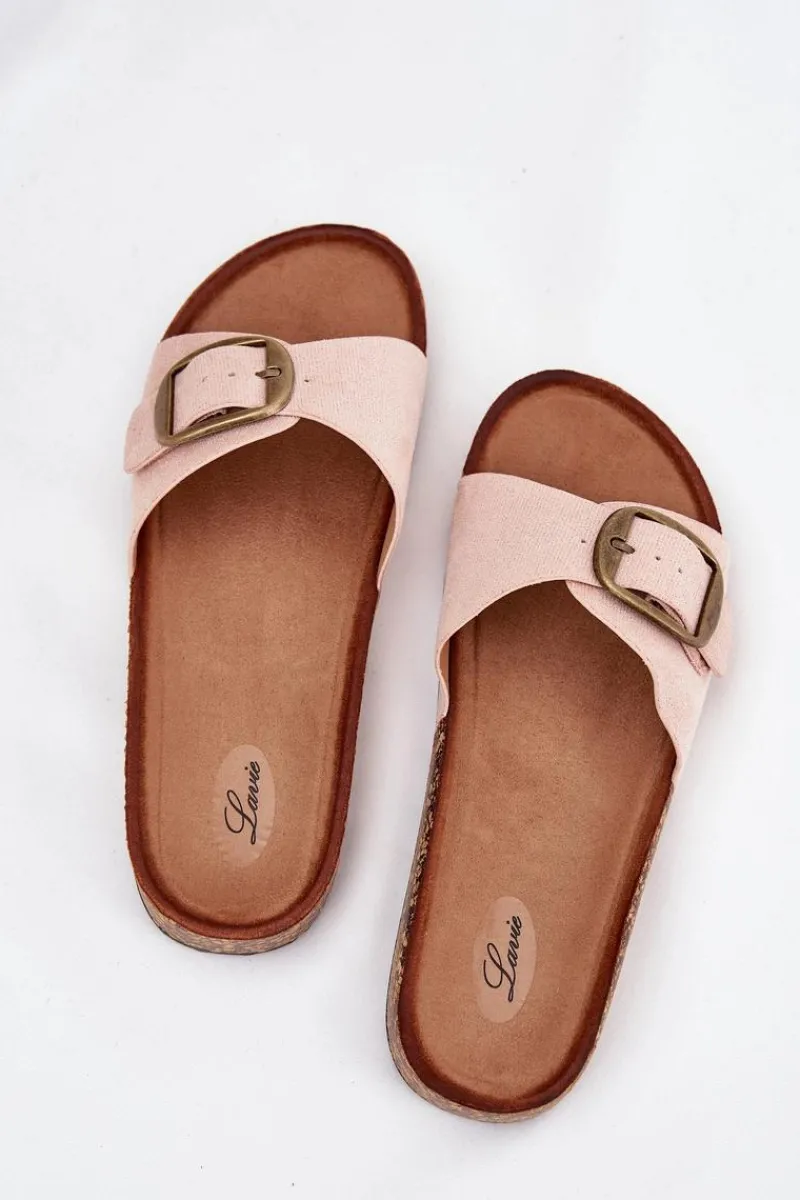 Klapki Korkowe|Klapki Na Platformie>Boto Klapki Damskie Z Klamrą Na Korkowej Platformie Różowe Zavira Różowy