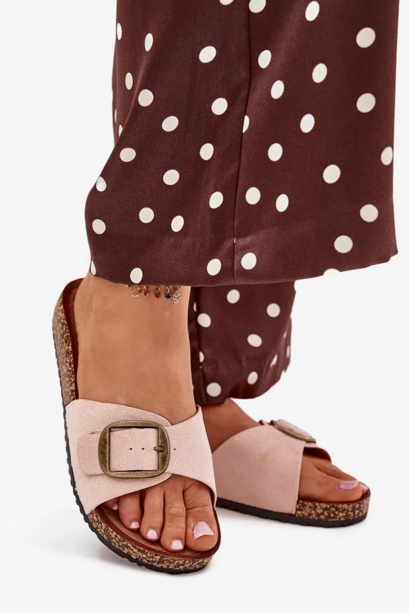 Klapki Korkowe|Klapki Na Platformie>Boto Klapki Damskie Z Klamrą Na Korkowej Platformie Różowe Zavira Różowy