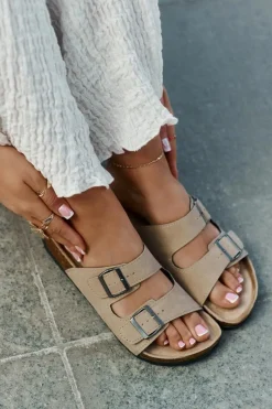 Hot Evento Klapki Damskie Z Klamrami Na Korkowej Platformie Beżowe Galurena