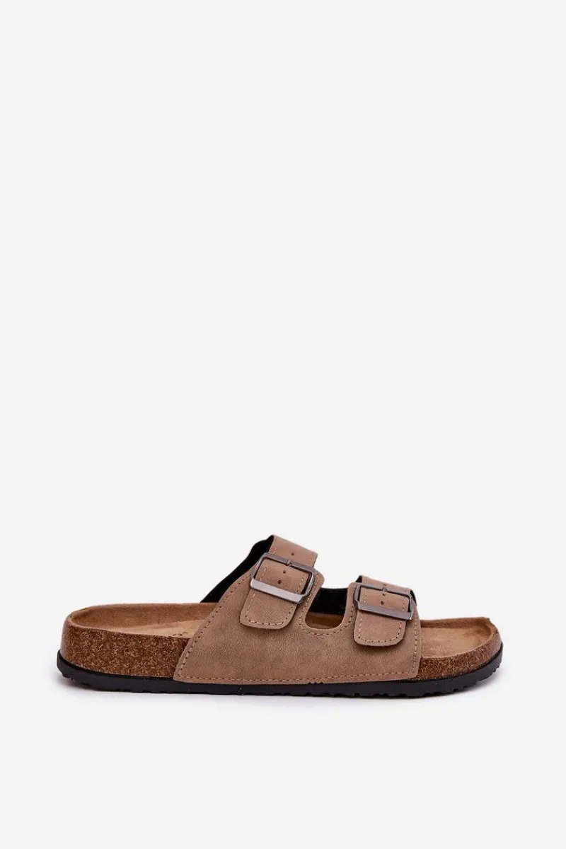 Hot Evento Klapki Damskie Z Klamrami Na Korkowej Platformie Beżowe Galurena