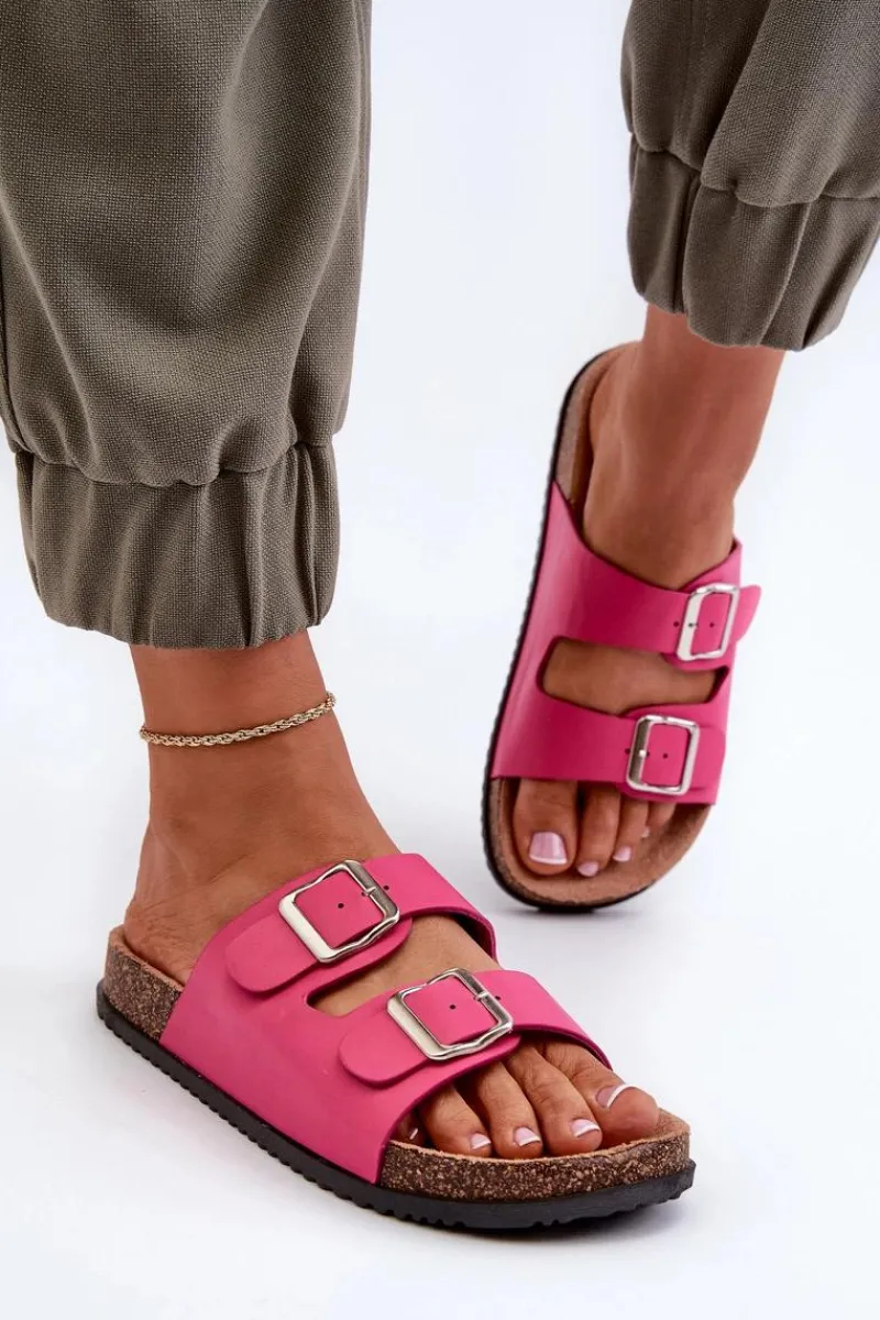 Klapki Korkowe|Klapki Damskie Klasyczne>Boto Klapki Damskie Z Klamrami Fuksja Oliena Różowy