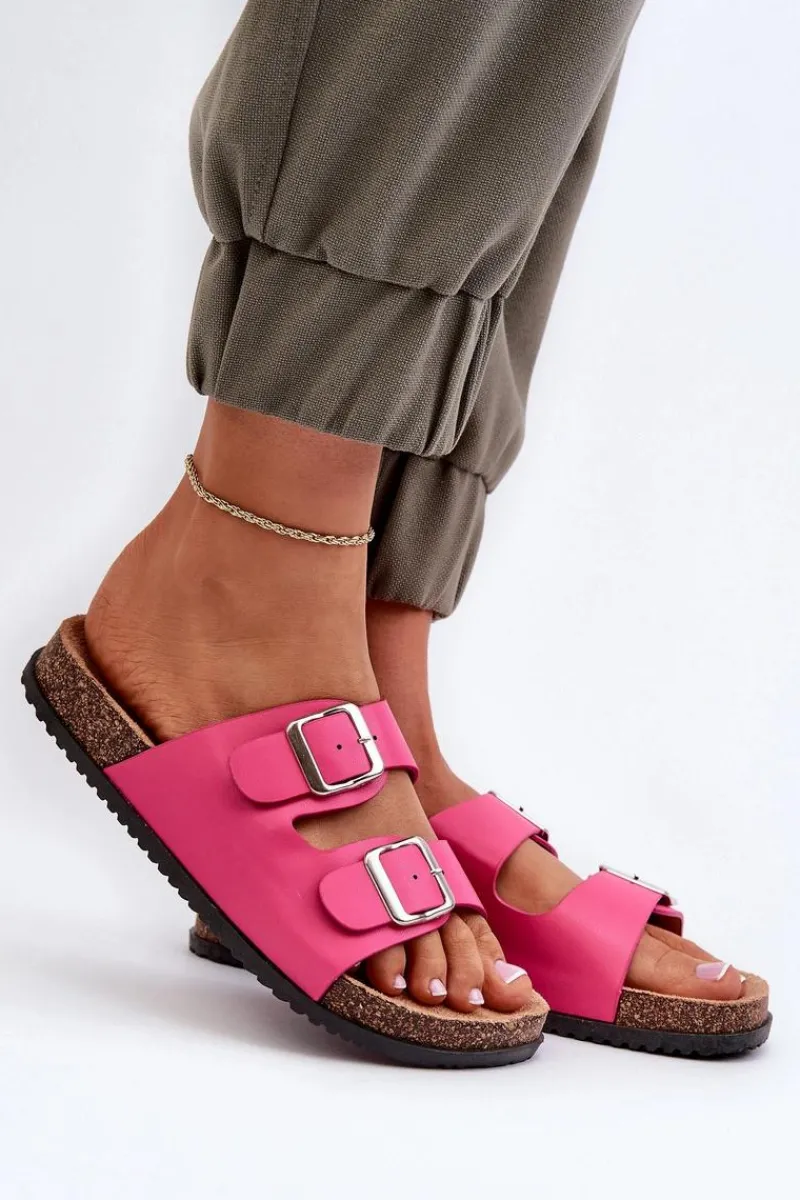 Klapki Korkowe|Klapki Damskie Klasyczne>Boto Klapki Damskie Z Klamrami Fuksja Oliena Różowy