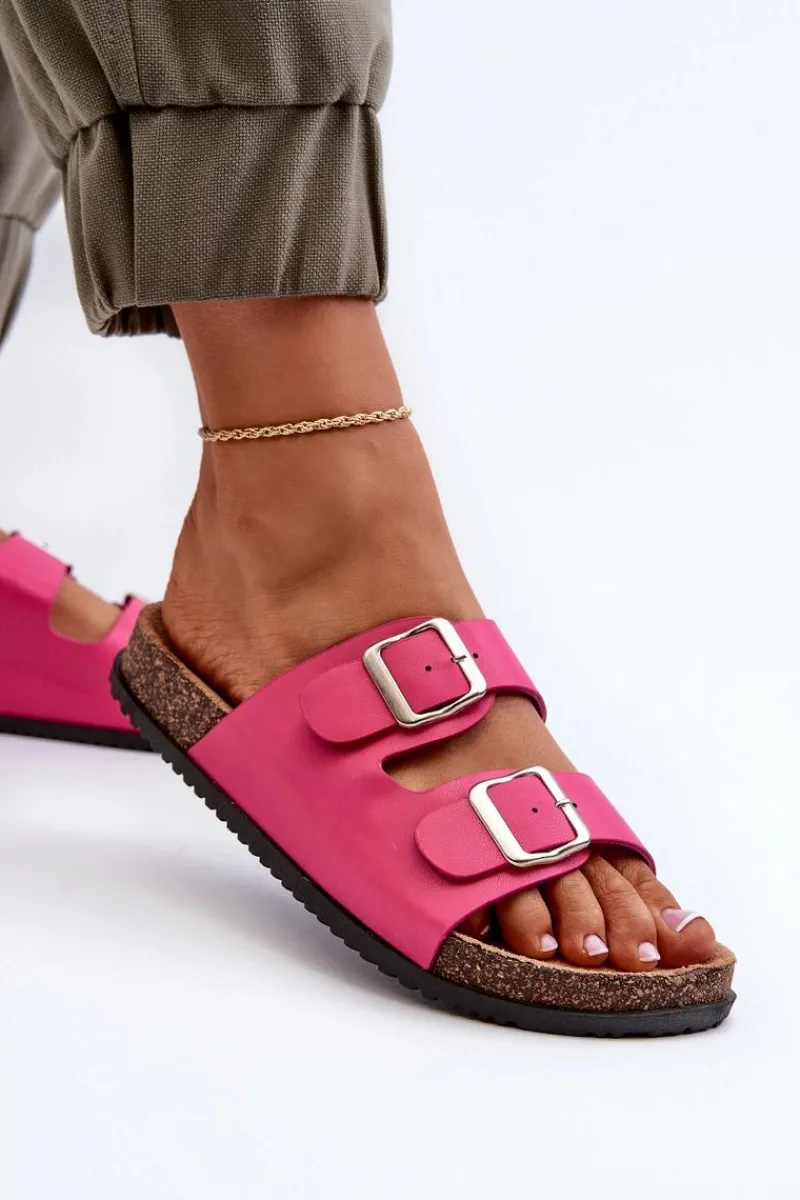 Klapki Korkowe|Klapki Damskie Klasyczne>Boto Klapki Damskie Z Klamrami Fuksja Oliena Różowy