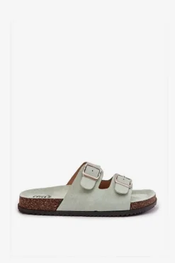 Hot Boto Klapki Damskie Z Klamrami Miętowe Oliena Zielony