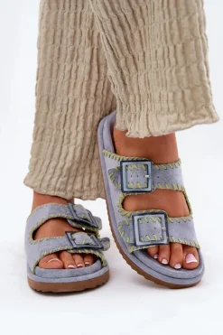 Best Klapki Damskie Z Klamrami I Ozdobnym Obszyciem e Visley Damskie Klapki Na Platformie|Klapki Damskie Klasyczne