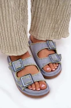 Best Klapki Damskie Z Klamrami I Ozdobnym Obszyciem e Visley Damskie Klapki Na Platformie|Klapki Damskie Klasyczne