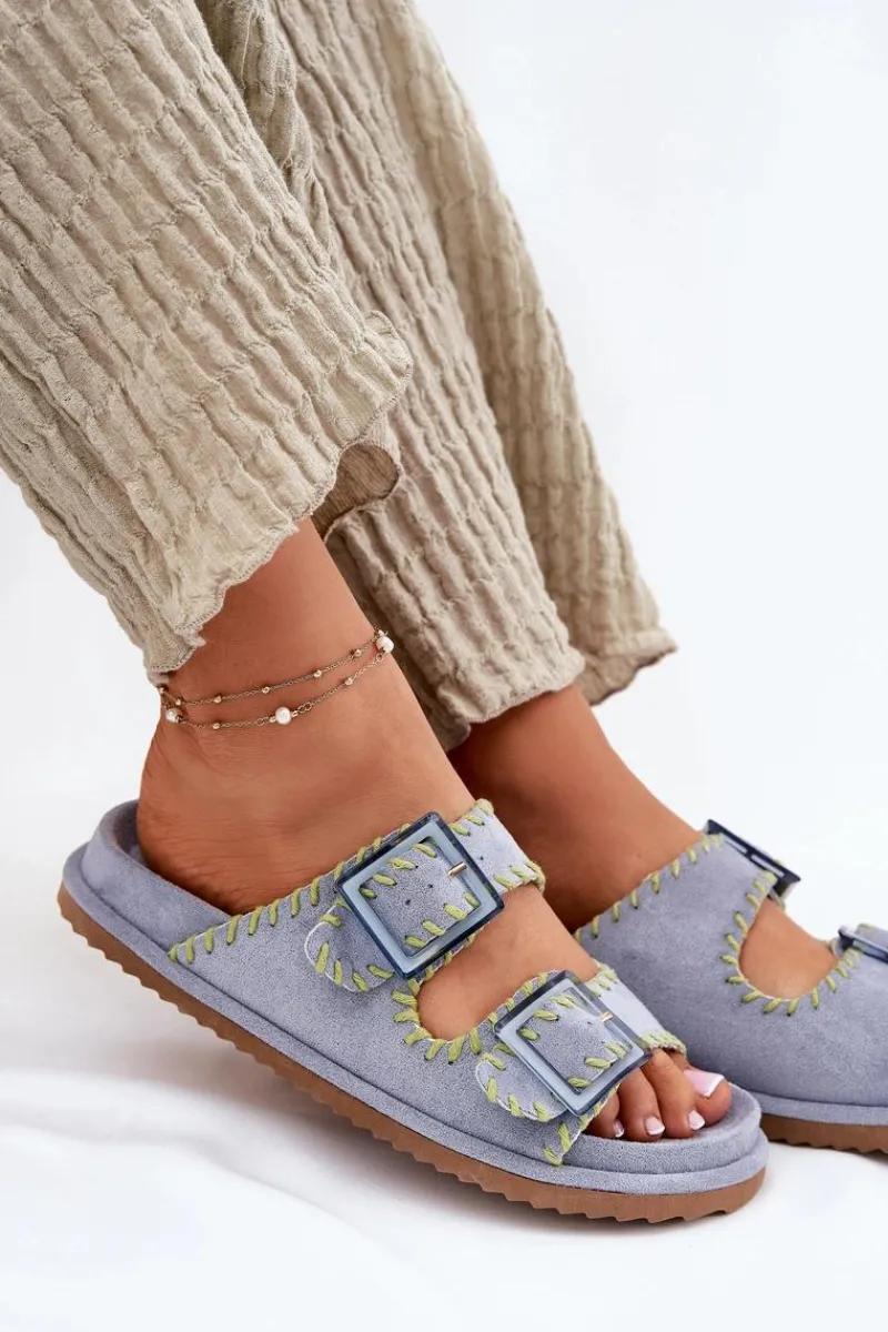 Best Klapki Damskie Z Klamrami I Ozdobnym Obszyciem e Visley Damskie Klapki Na Platformie|Klapki Damskie Klasyczne