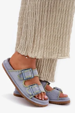 Best Klapki Damskie Z Klamrami I Ozdobnym Obszyciem e Visley Damskie Klapki Na Platformie|Klapki Damskie Klasyczne