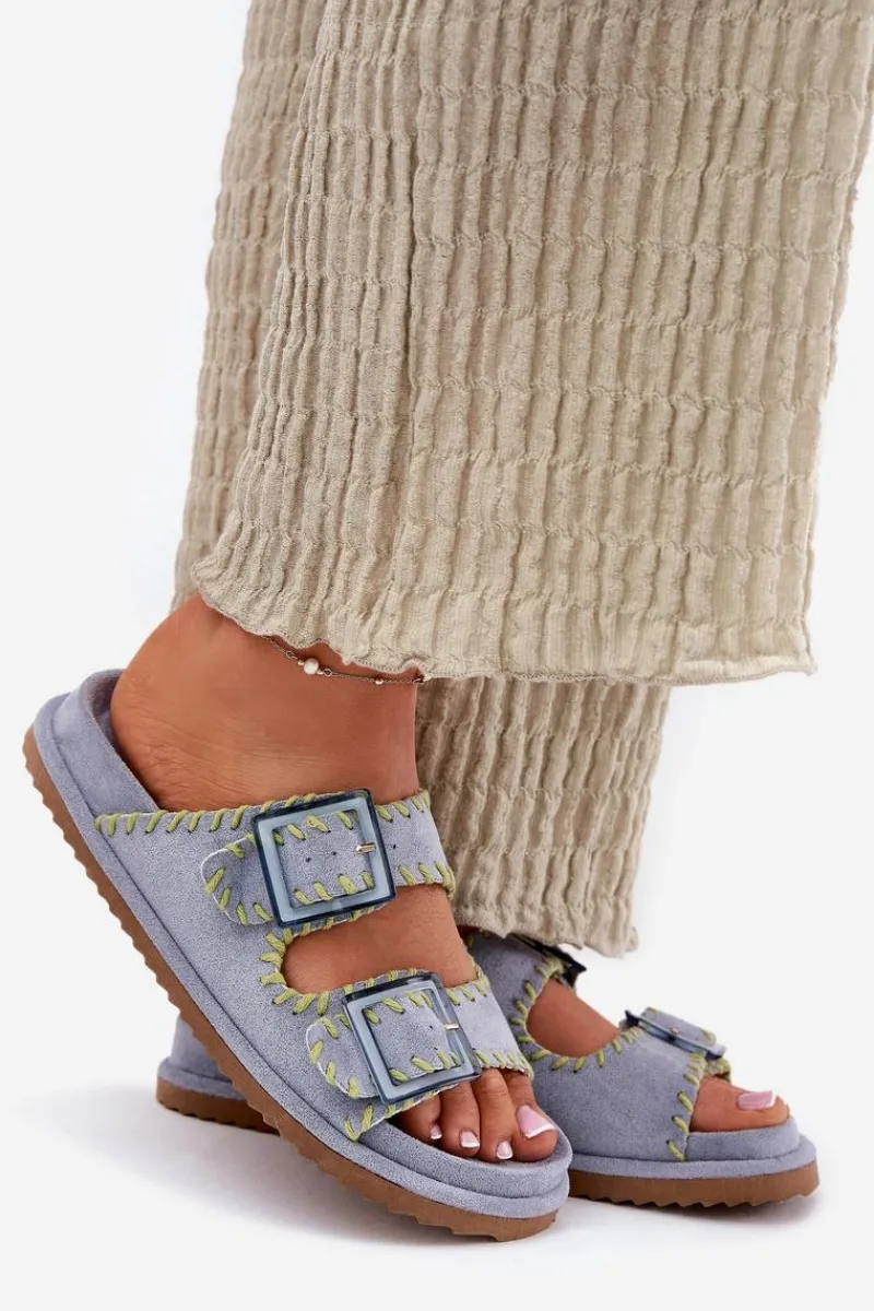 Best Klapki Damskie Z Klamrami I Ozdobnym Obszyciem e Visley Damskie Klapki Na Platformie|Klapki Damskie Klasyczne