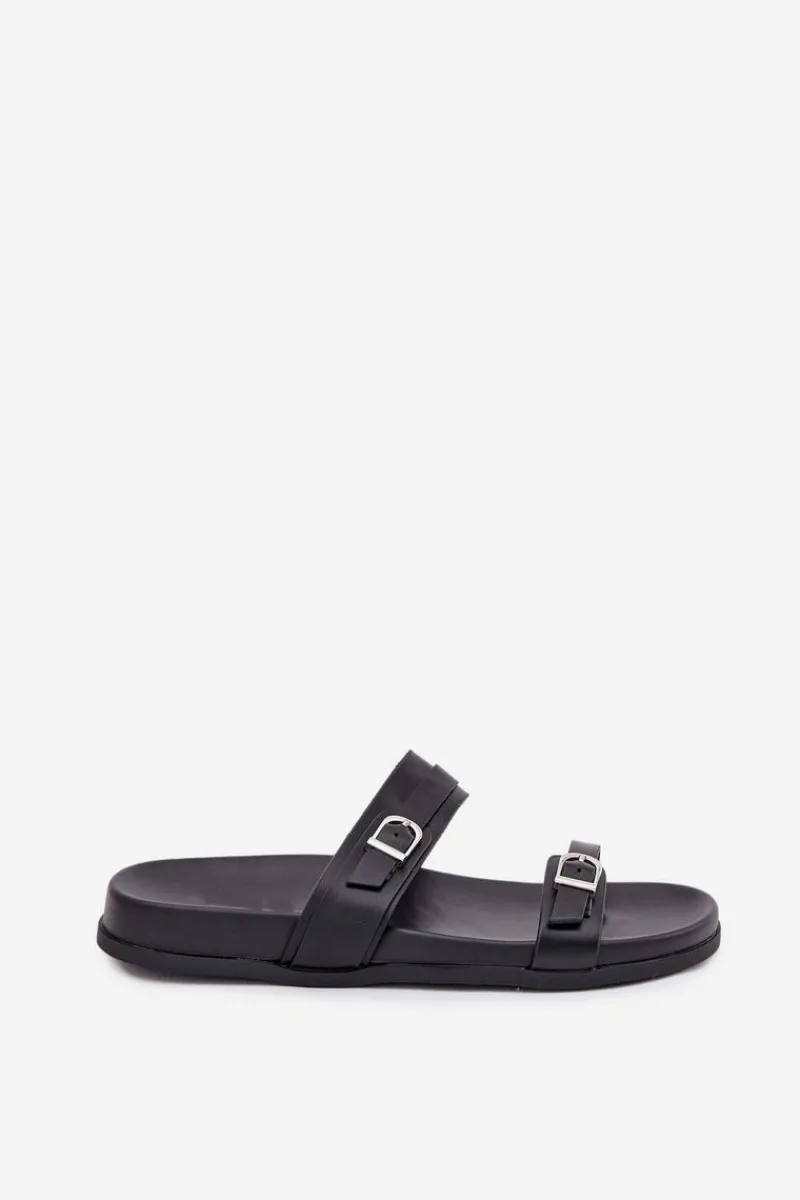 Klapki Na Platformie|Klapki Damskie Klasyczne>Boto Klapki Damskie Z Klamrami Czarne Brinella Czarny