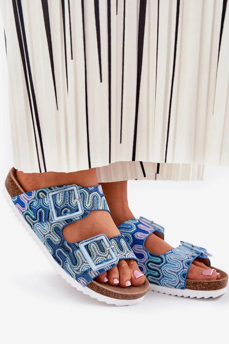 Hot Klapki Damskie Z Klamrami I Brokatem S.Barski RB51-006 e Damskie Klapki Korkowe|Klapki Na Platformie