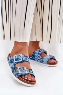 Hot Klapki Damskie Z Klamrami I Brokatem S.Barski RB51-006 e Damskie Klapki Korkowe|Klapki Na Platformie