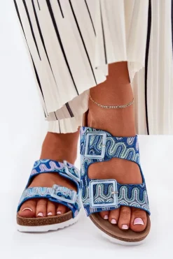 Hot Klapki Damskie Z Klamrami I Brokatem S.Barski RB51-006 e Damskie Klapki Korkowe|Klapki Na Platformie