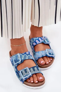 Hot Klapki Damskie Z Klamrami I Brokatem S.Barski RB51-006 e Damskie Klapki Korkowe|Klapki Na Platformie