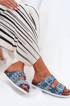 Hot Klapki Damskie Z Klamrami I Brokatem S.Barski RB51-006 e Damskie Klapki Korkowe|Klapki Na Platformie