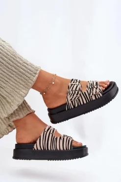 Online Klapki Damskie Z Klamrami Na Platformie Zebra Nilatha Damskie Klapki Na Platformie|Klapki Damskie Klasyczne