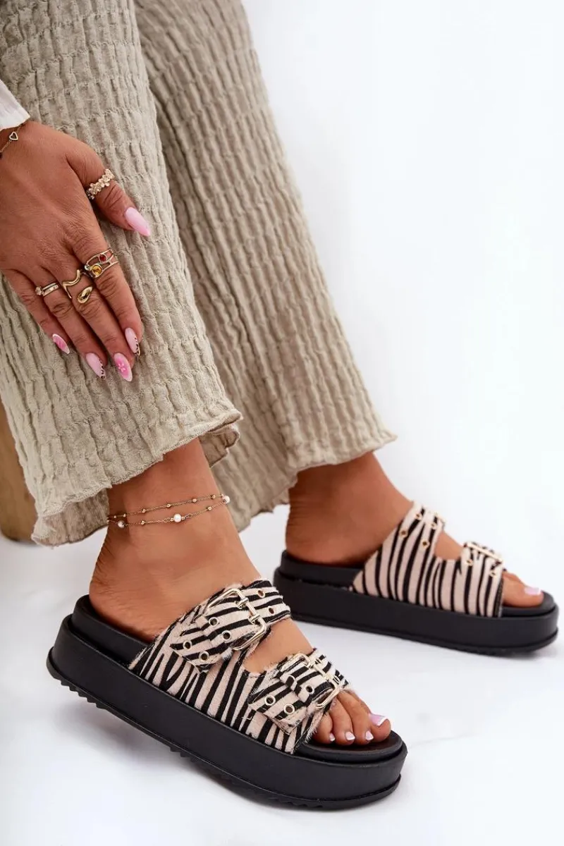 Online Klapki Damskie Z Klamrami Na Platformie Zebra Nilatha Damskie Klapki Na Platformie|Klapki Damskie Klasyczne