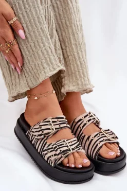 Online Klapki Damskie Z Klamrami Na Platformie Zebra Nilatha Damskie Klapki Na Platformie|Klapki Damskie Klasyczne