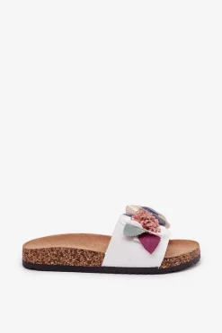 Clearance Klapki Damskie Z Kwiatkami Na Korkowej Platformie Białe Zinrosa Damskie Klapki Korkowe|Klapki Na Platformie