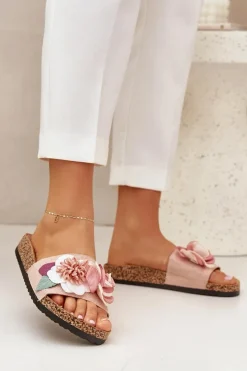Best Klapki Damskie Z Kwiatkami Na Korkowej Platformie Różowe Zinrosa Damskie Klapki Korkowe|Klapki Na Platformie