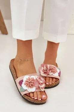 Best Klapki Damskie Z Kwiatkami Na Korkowej Platformie Różowe Zinrosa Damskie Klapki Korkowe|Klapki Na Platformie