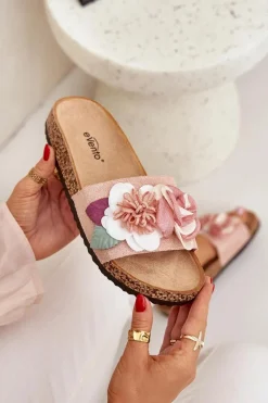 Best Klapki Damskie Z Kwiatkami Na Korkowej Platformie Różowe Zinrosa Damskie Klapki Korkowe|Klapki Na Platformie