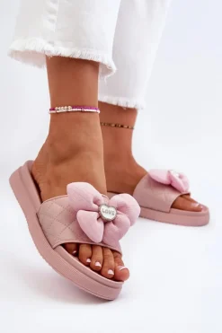 Klapki Na Platformie|Klapki Damskie Klasyczne>Boto Klapki Damskie Z Ozdobą Na Niskiej Platformie Różowe Cedrella