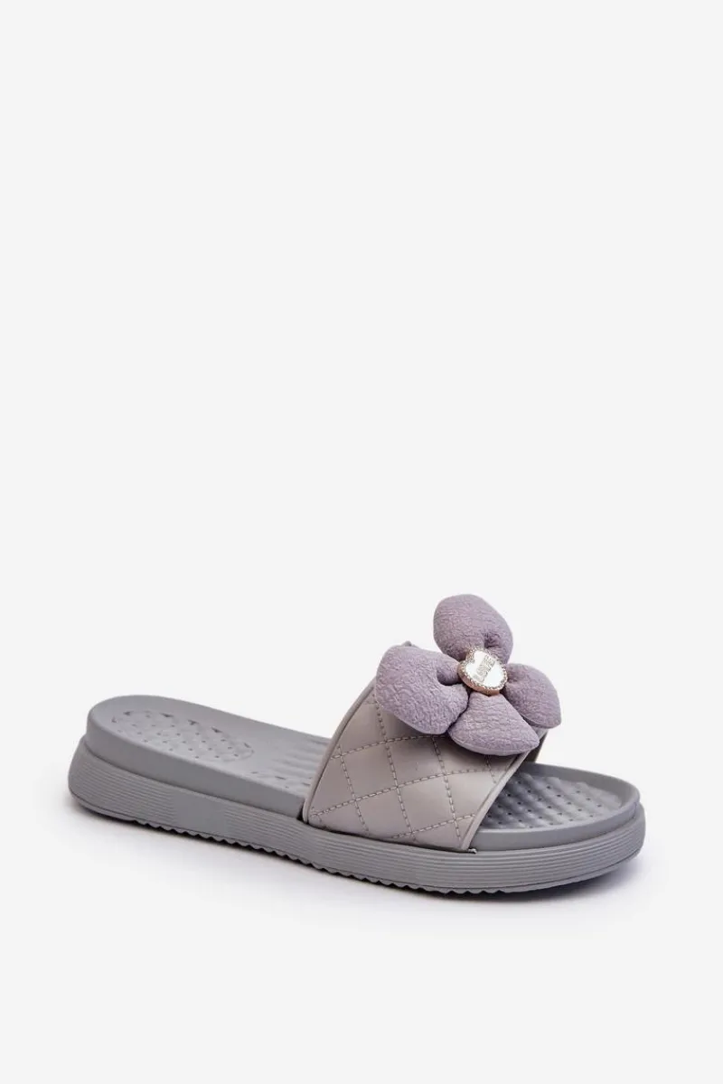 Clearance Boto Klapki Damskie Z Ozdobą Na Niskiej Platformie Szare Cedrella Szary