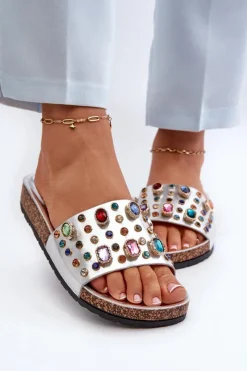 Sale Damskie buty S.Barski Klapki Damskie Z Ozdobami S.Barski MY122 Srebrne