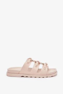 Online Klapki Damskie Z Paskami Jasnobeżowe Pasiriela Damskie Klapki Na Platformie|Klapki Damskie Klasyczne