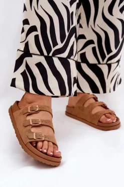 Clearance Klapki Damskie Z Paskami I Klamrami Camel Uliri Damskie Klapki Korkowe|Klapki Na Platformie