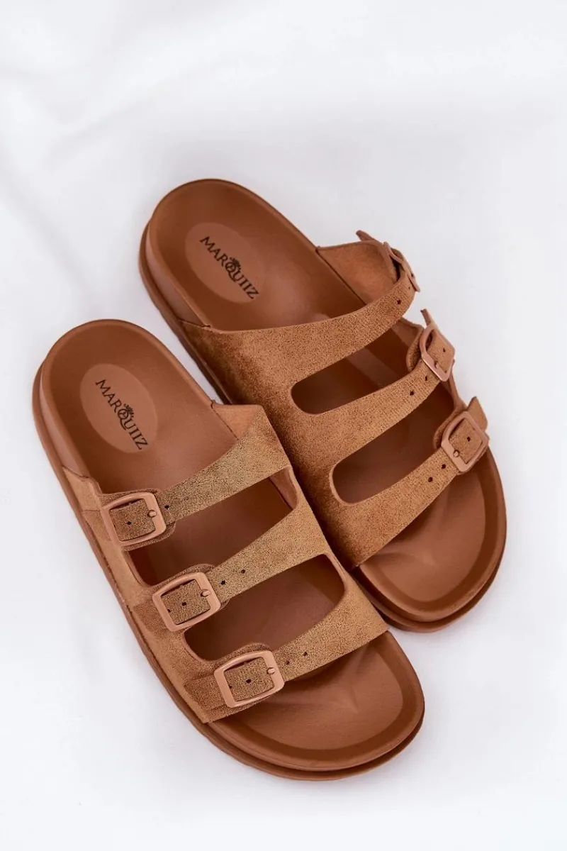 Clearance Klapki Damskie Z Paskami I Klamrami Camel Uliri Damskie Klapki Korkowe|Klapki Na Platformie