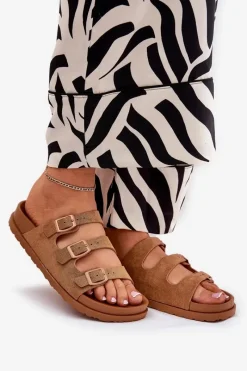 Clearance Klapki Damskie Z Paskami I Klamrami Camel Uliri Damskie Klapki Korkowe|Klapki Na Platformie