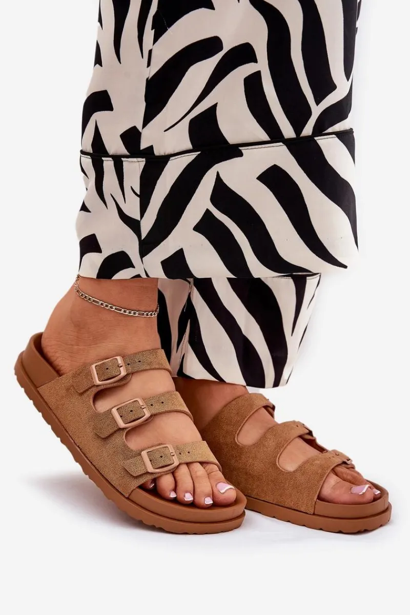 Clearance Klapki Damskie Z Paskami I Klamrami Camel Uliri Damskie Klapki Korkowe|Klapki Na Platformie