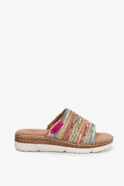 Outlet Klapki Damskie Z Plecionką Na Koturnie Multikolor Norozi Damskie Klapki Na Koturnie|Klapki Na Platformie