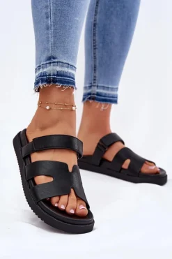 Klapki Na Platformie|Klapki Damskie Klasyczne>Buty damskie Vinceza Klapki Damskie Z Rzepem Vinceza 17401 Czarne Czarny