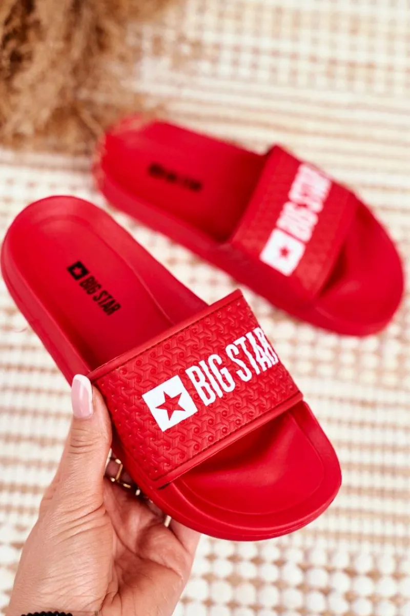 Best Klapki Dziecięce Big Star Czerwone Pikowane GG374801 Dzieci Chłopięce|Dziewczęce