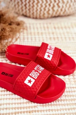 Best Klapki Dziecięce Big Star Czerwone Pikowane GG374801 Dzieci Chłopięce|Dziewczęce
