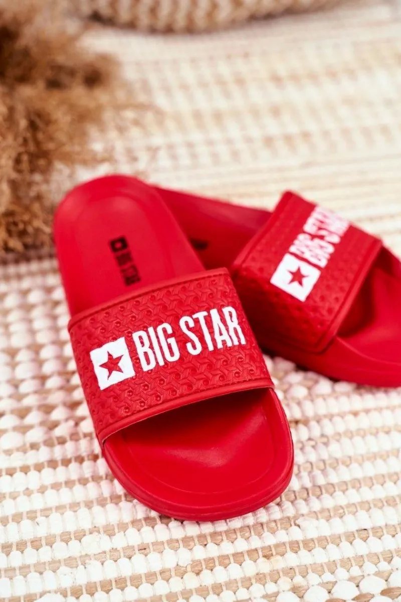 Best Klapki Dziecięce Big Star Czerwone Pikowane GG374801 Dzieci Chłopięce|Dziewczęce