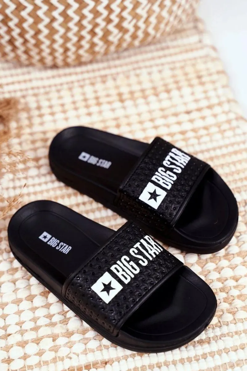 Chłopięce|Dziewczęce>Big Star Shoes Klapki Dziecięce Big Star Czarne Pikowane GG374800