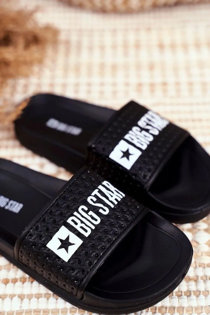 Chłopięce|Dziewczęce>Big Star Shoes Klapki Dziecięce Big Star Czarne Pikowane GG374800