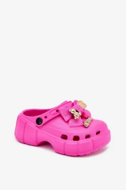 Dziewczęce>Boto Klapki Dziecięce Dziewczęce Piankowe Z Kokardką I Ozdobami Fuksja Selvana Różowy