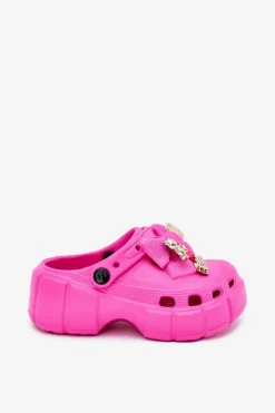 Dziewczęce>Boto Klapki Dziecięce Dziewczęce Piankowe Z Kokardką I Ozdobami Fuksja Selvana Różowy