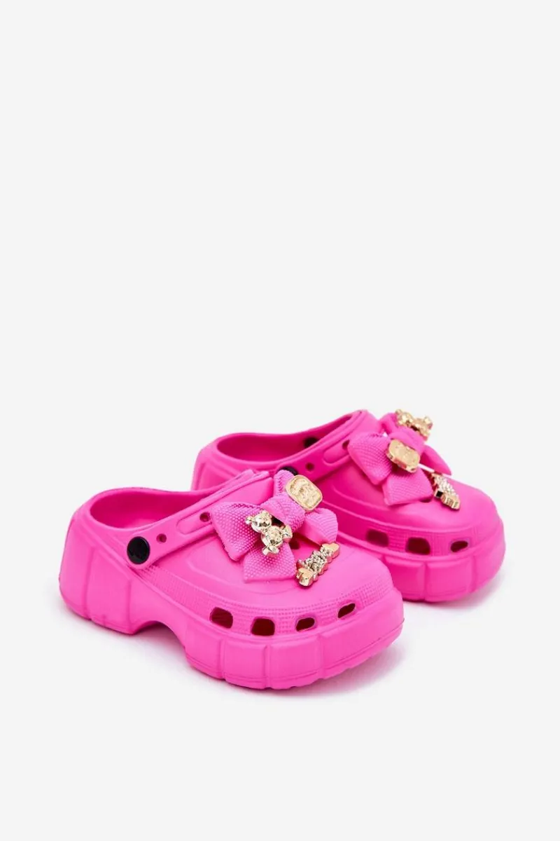 Dziewczęce>Boto Klapki Dziecięce Dziewczęce Piankowe Z Kokardką I Ozdobami Fuksja Selvana Różowy