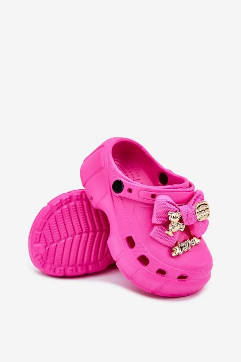 Dziewczęce>Boto Klapki Dziecięce Dziewczęce Piankowe Z Kokardką I Ozdobami Fuksja Selvana Różowy