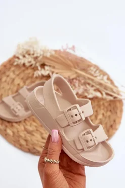 Chłopięce|Dziewczęce>Big Star Shoes Klapki Dziecięce Lekkie Z Klamrami BIG STAR NN374539 Beżowe