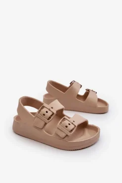 Sale Big Star Shoes Klapki Dziecięce Lekkie Z Klamrami BIG STAR NN374544 Beżowe Beżowy